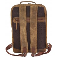 London Leathergoods Large Zip Round Backpack with Back Zip, 2 Front Zips & Inner Laptop Sleeve in Hunter Leather